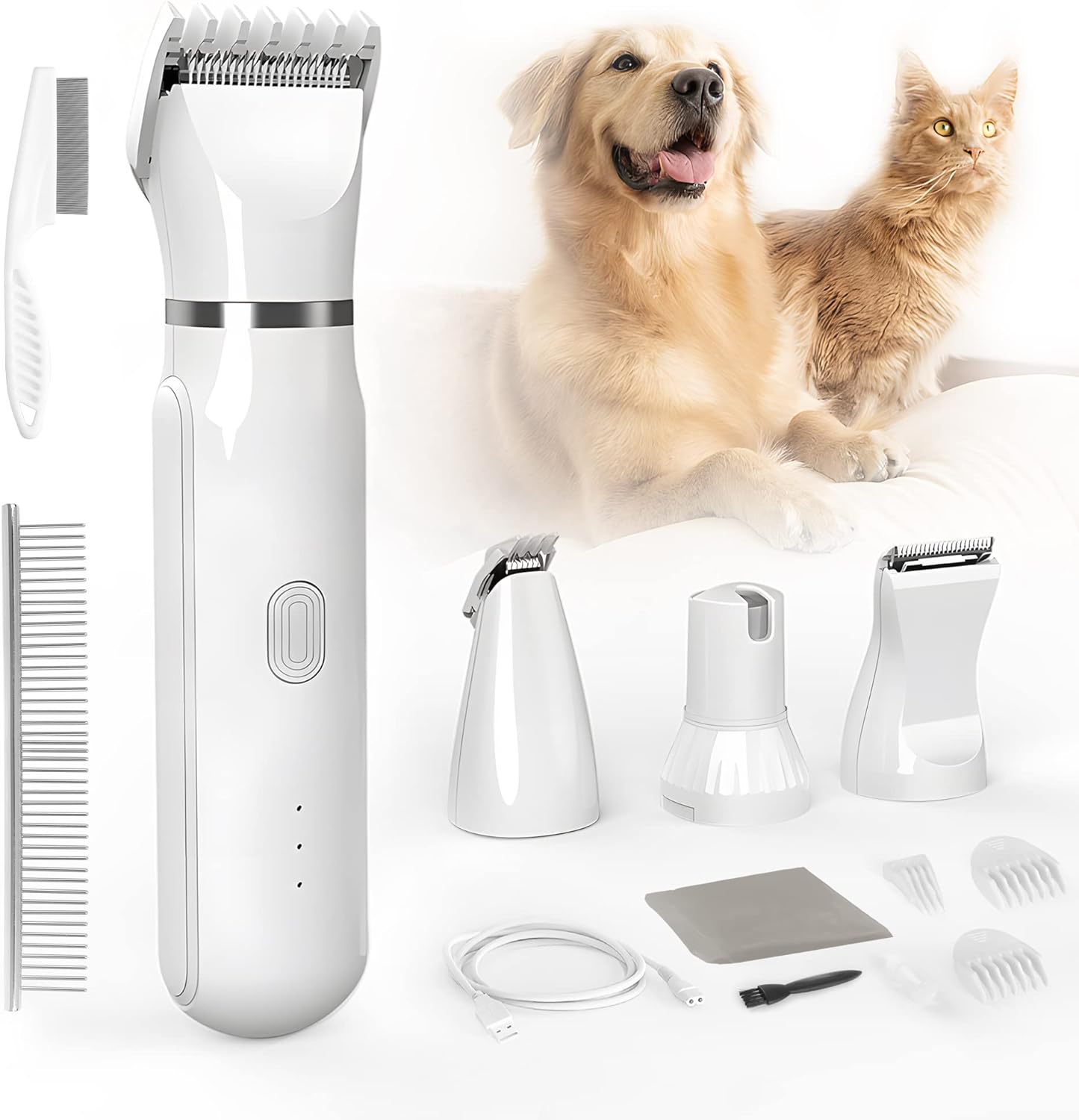 (🔥Last Day Promotion - 49% off)2025-Ultimate Pet Grooming Kit 🐶 4-in-1 Electric Clippers with 4 Interchangeable Blades