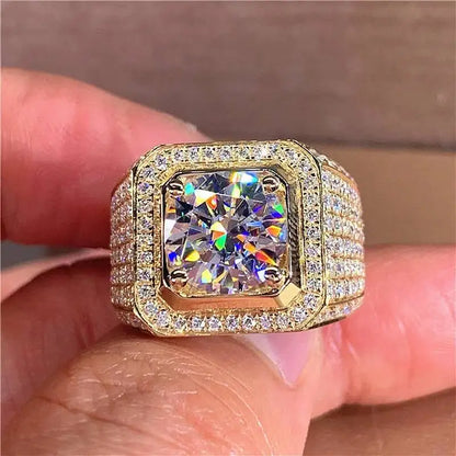 TY S925 Sterling Silver 14K Gold Male 1-3ct Lab Dia Moissanite Ring Sterling Sier Jewelry Party Wedding Band Rings For Men