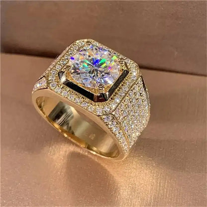 TY S925 Sterling Silver 14K Gold Male 1-3ct Lab Dia Moissanite Ring Sterling Sier Jewelry Party Wedding Band Rings For Men